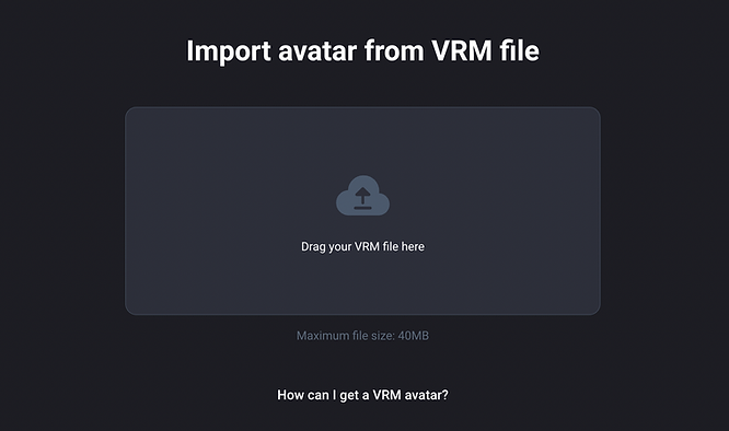 Select the VRM avatar file from your computer