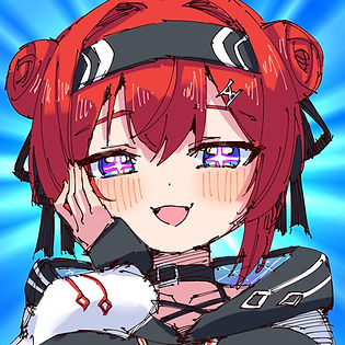 red-haired anime-style Japanese girl holding her face with sparkling eyes