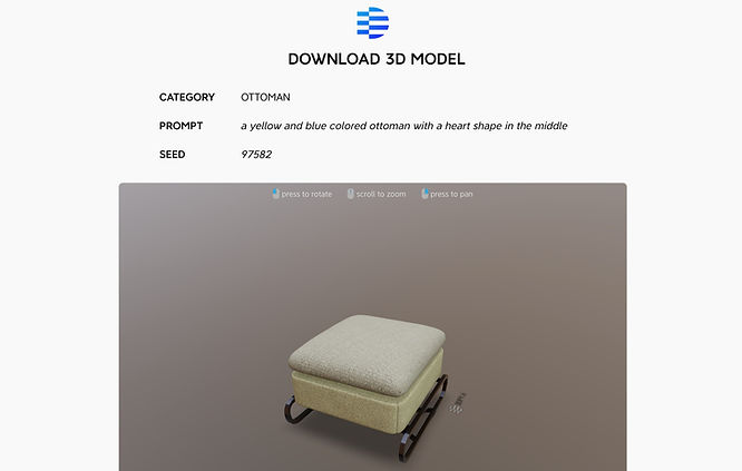 ㄇ textured ottoman created with text to 3D prompt