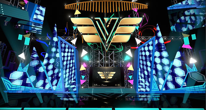 A glamorous stage with lighting set for an award ceremony