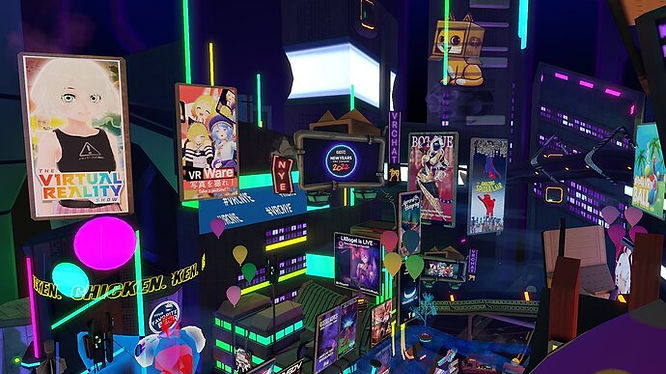 a screenshot of a digital city filled with billboards at night
