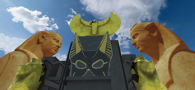 magnificent Sphinx statues looking at one another in Egypt