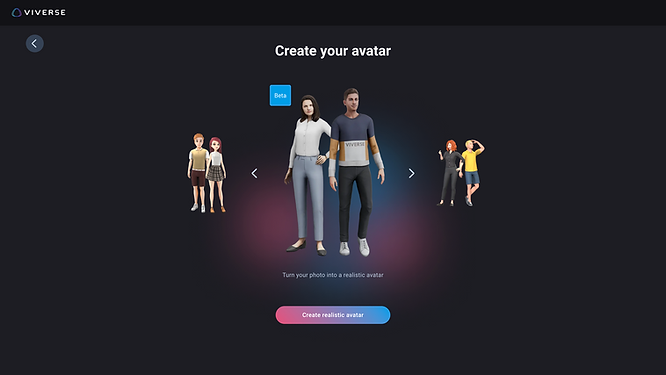 screenshot of selecting creating Realistic Avatar Beta in Avatar Creator