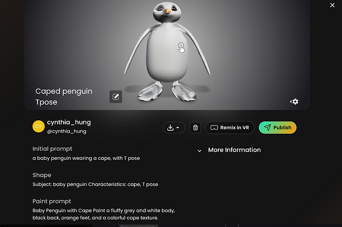 a white and silver baby penguin standing in T pose, generated by MasterpieceX