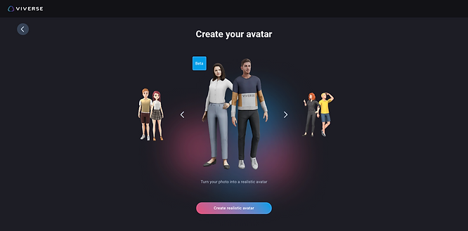 screenshot of selecting creating Realistic Avatar Beta in Avatar Creator