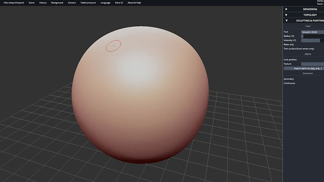 Screenshot of SculptGL, a 2d images to 3d models converting tool