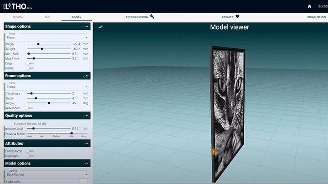 Screenshot of ItsLitho, a 2d images to 3d models converting tool