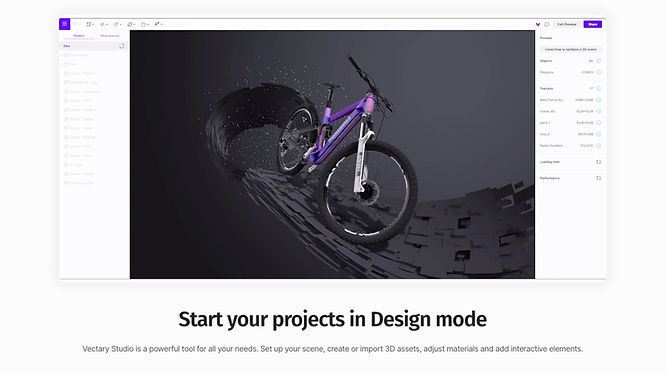 Screenshot of a bike picture in Vectary, a web-based CAd software.