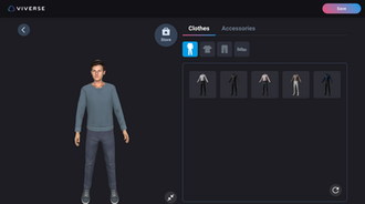 an image to 3D generated avatar wearing a blue sweater and a pair of jeans