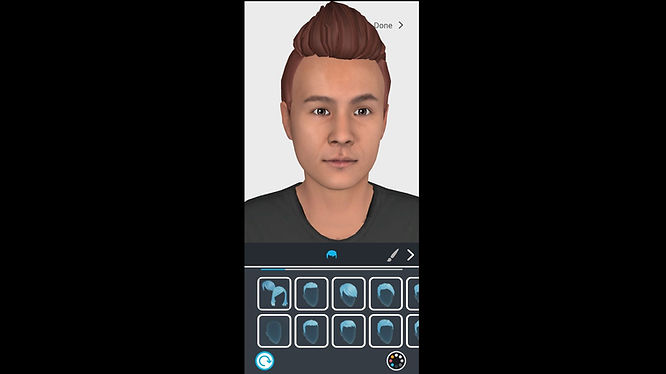 Face of realistic avatar created from a selfie via AI in the VIVE Avatar Creator app.