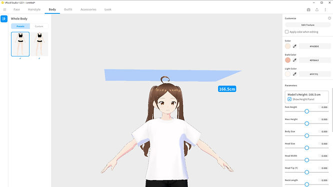 VRoid body customizable feature screenshot