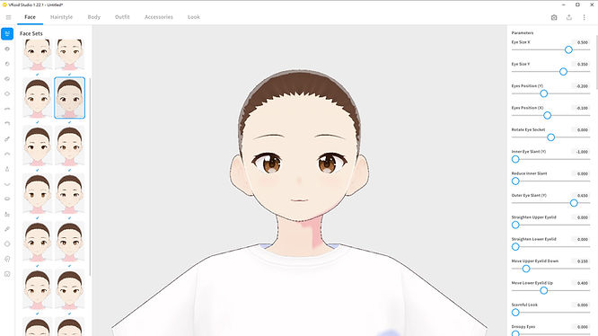 Customizable face feature of VRoid Studio