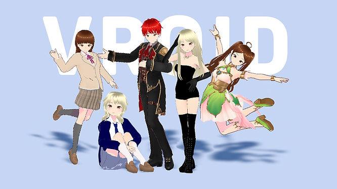 Male and female VRoid avatars with different postures