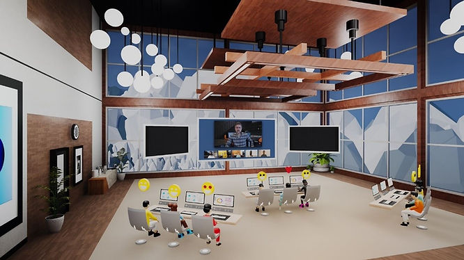 A spacious metaverse VR office.