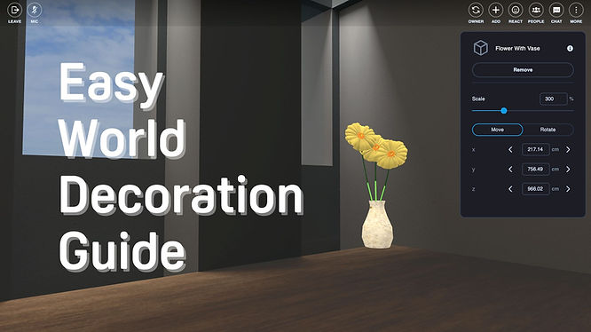 A 3D model vase floating in a virtual World of VIVERSE with creator's control panel.