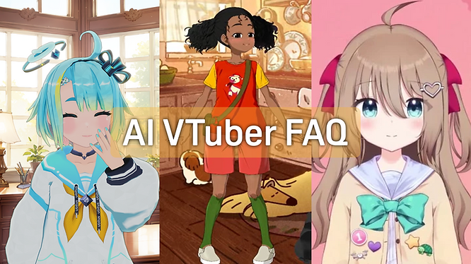 AI VTubers, Ubi-chan and Neuro-Sama in cute Japanese anime girl style and Camila