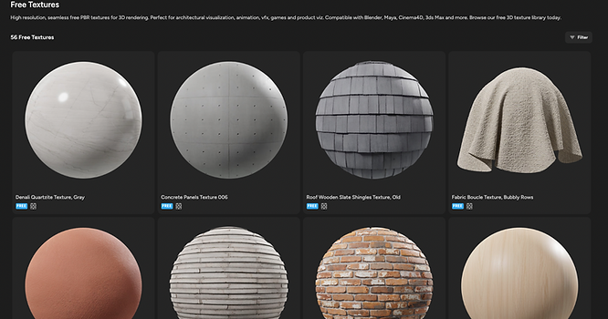 screenshot of multiple free textures on Poliigon’s website