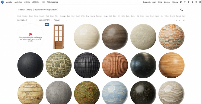 various PBR textures from ambient CG website