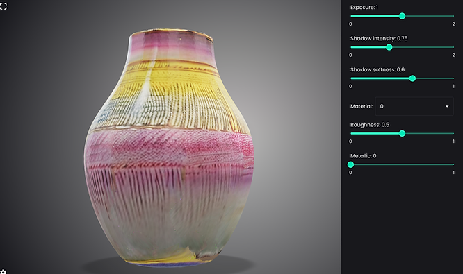 a yellow, pink, white narrowed neck vase with patterns
