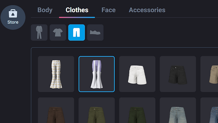 Custom outfit selectable from Clothes tab