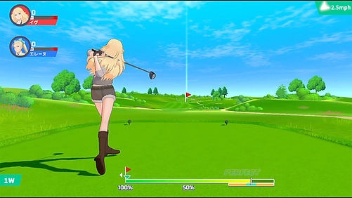 The game simulates the motion of playing golf and provides an immersive experience with haptic feedback from the Joy-Con controllers, indicating the power of a shot