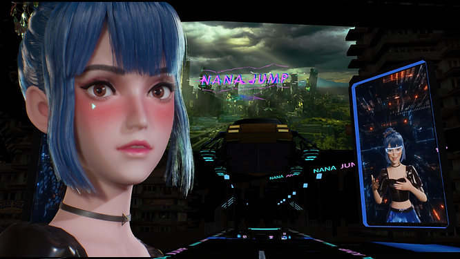  Cover photo with NANA at NANA’s home, set in a post-apocalyptic cyberpunk World is filled with music videos of NANA and other Warner Music artists