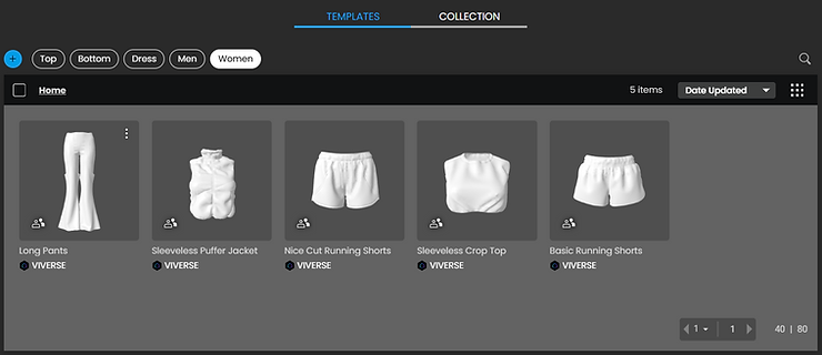 Select a template in the Outfit Creator