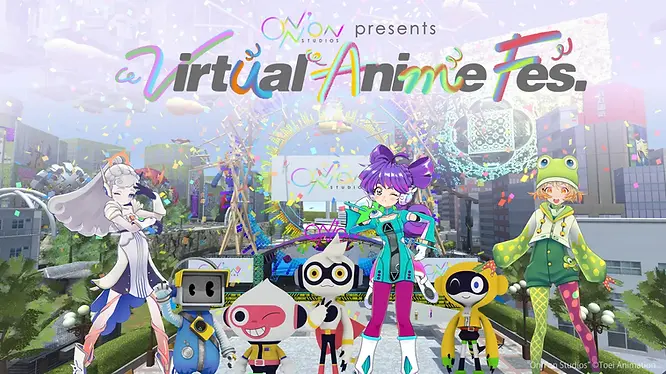 Anime-style characters and robots from the Virtual Anime Fes. presented by ONN’ON Studios