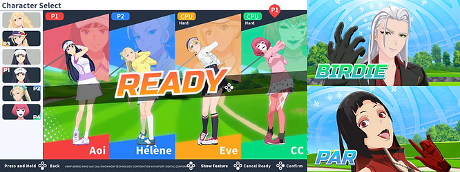 A screenshot of the BIRDIE WING Switch game with the new DLC characters