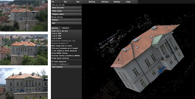 Screenshot of Insight3d, a 2d images to 3d models converting tool
