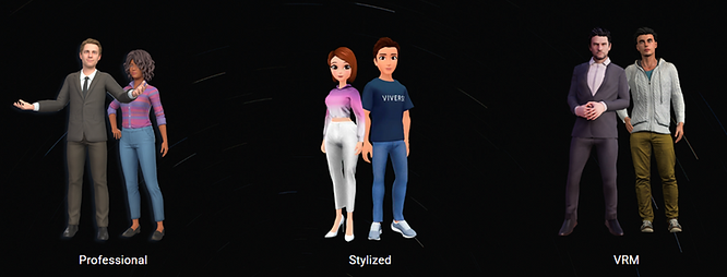 The different Avatar styles of VIVERSE for Business.