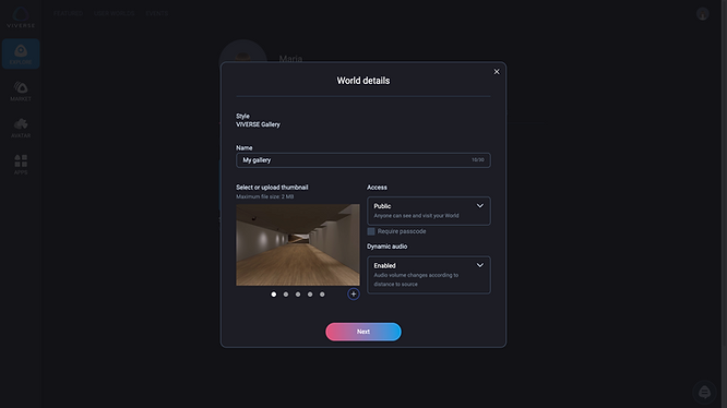 A screenshot showing how to edit details for your own virtual world.