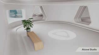 Alcove Studio is a clean white 3D environment providing a serene home space within the metaverse.