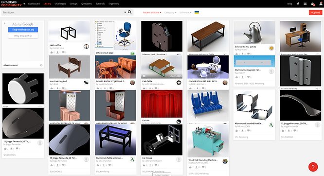 Screenshot of the GrabCAD official website