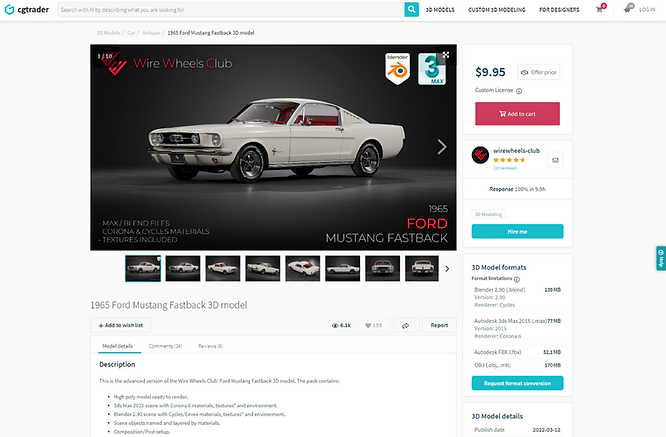Screenshot of the CGTrader official website