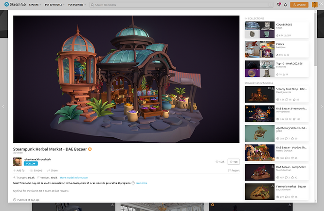 Screenshot of the Sketchfab official website