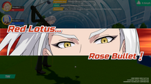 Zoom in on BIRDIE WING character Rose’s facial expression he uses his personal skill Rose Bullet.