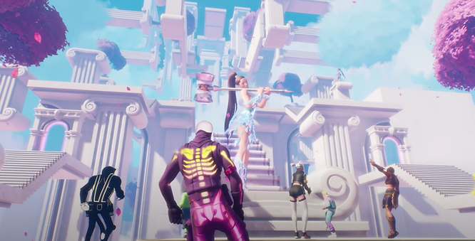 Ariana Grande performing in Fortnite. an example of metaverse entertainment.
