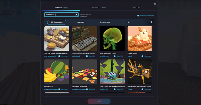 You’ll find all kinds of neat virtual objects in the newly integrated Sketchfab library.