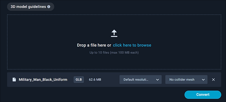 Upload a 3D model to the Polygon Streaming Console