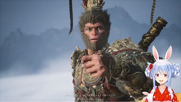 Pekora playing "Black Myth: Wukong" live.