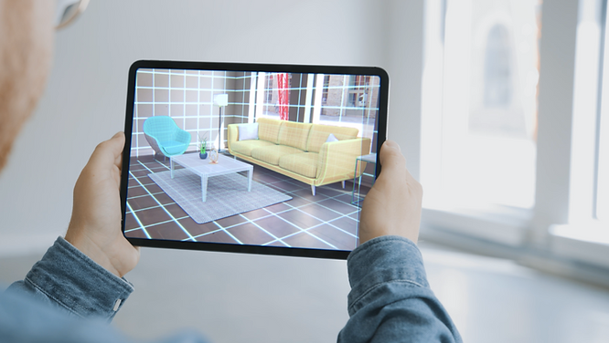 Augmented reality (AR) application in interior decoration and furniture purchase.