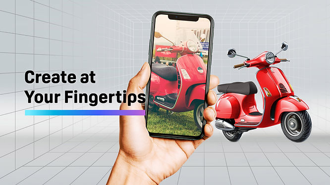 scanning a red scooter with a 3D scanner mobile app