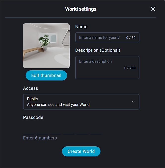 Configuring basic settings for your World