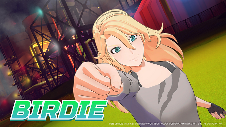 伊芙朝空中揮拳,為擊出BIRDIE 歡呼