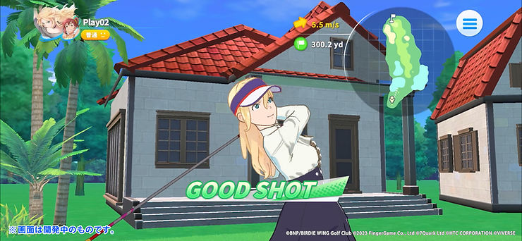 A screenshot of the golf mobile game "BIRDIE WING -Golf Girls' Story- Golf Venus" showing the character Eve