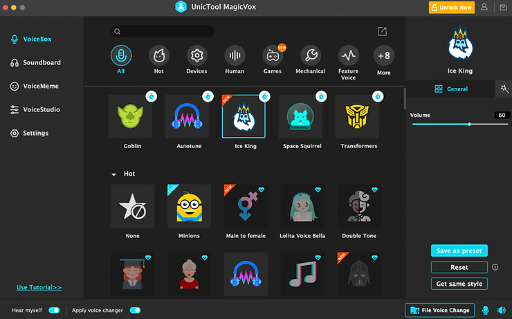 The screenshot of the interface of UnicTool MagicVox