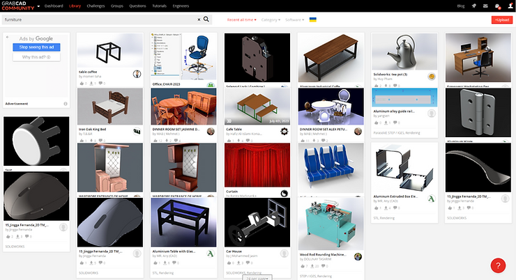 Screenshot of the GrabCAD official website