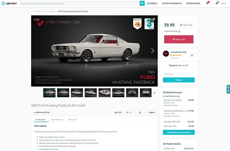 Screenshot of the CGTrader official website