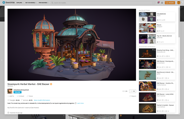 Screenshot of the Sketchfab official website